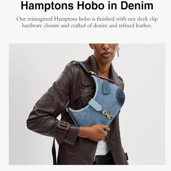 Coach Blue Denim Shoulder Bag with Gold Accents - Picture 2 of 4